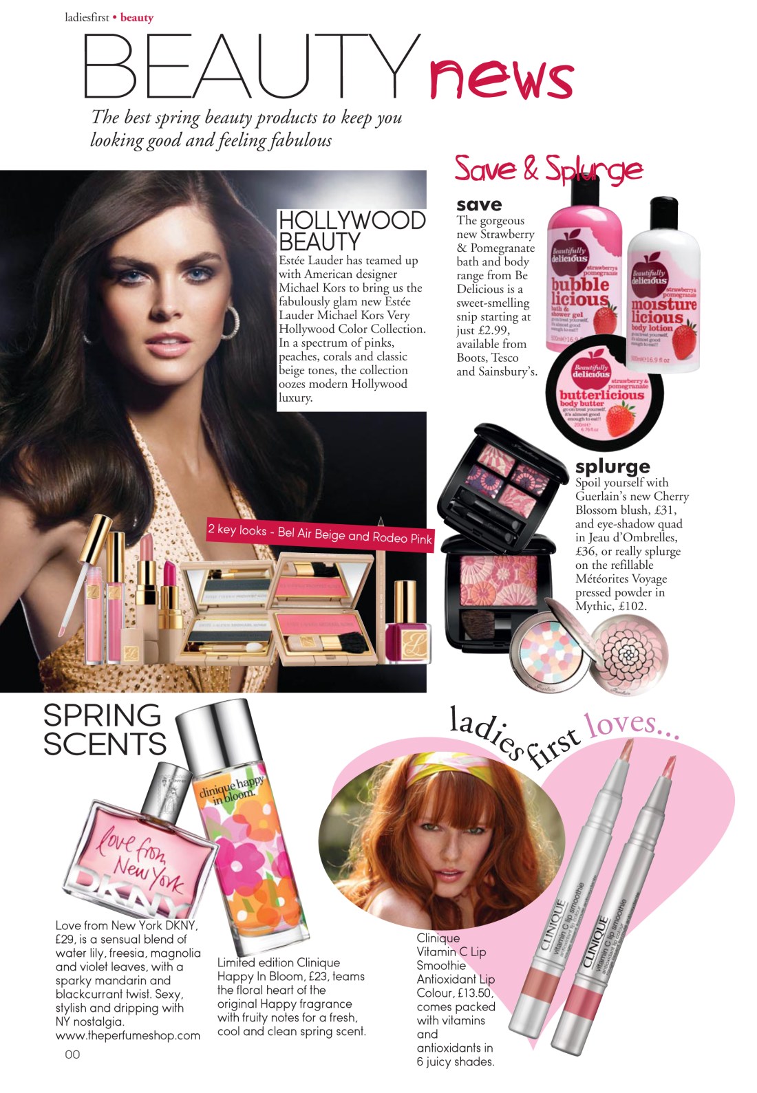 Beauty news spread for Ladies First Spring 2010 issue - page 1 - Amy Lewis