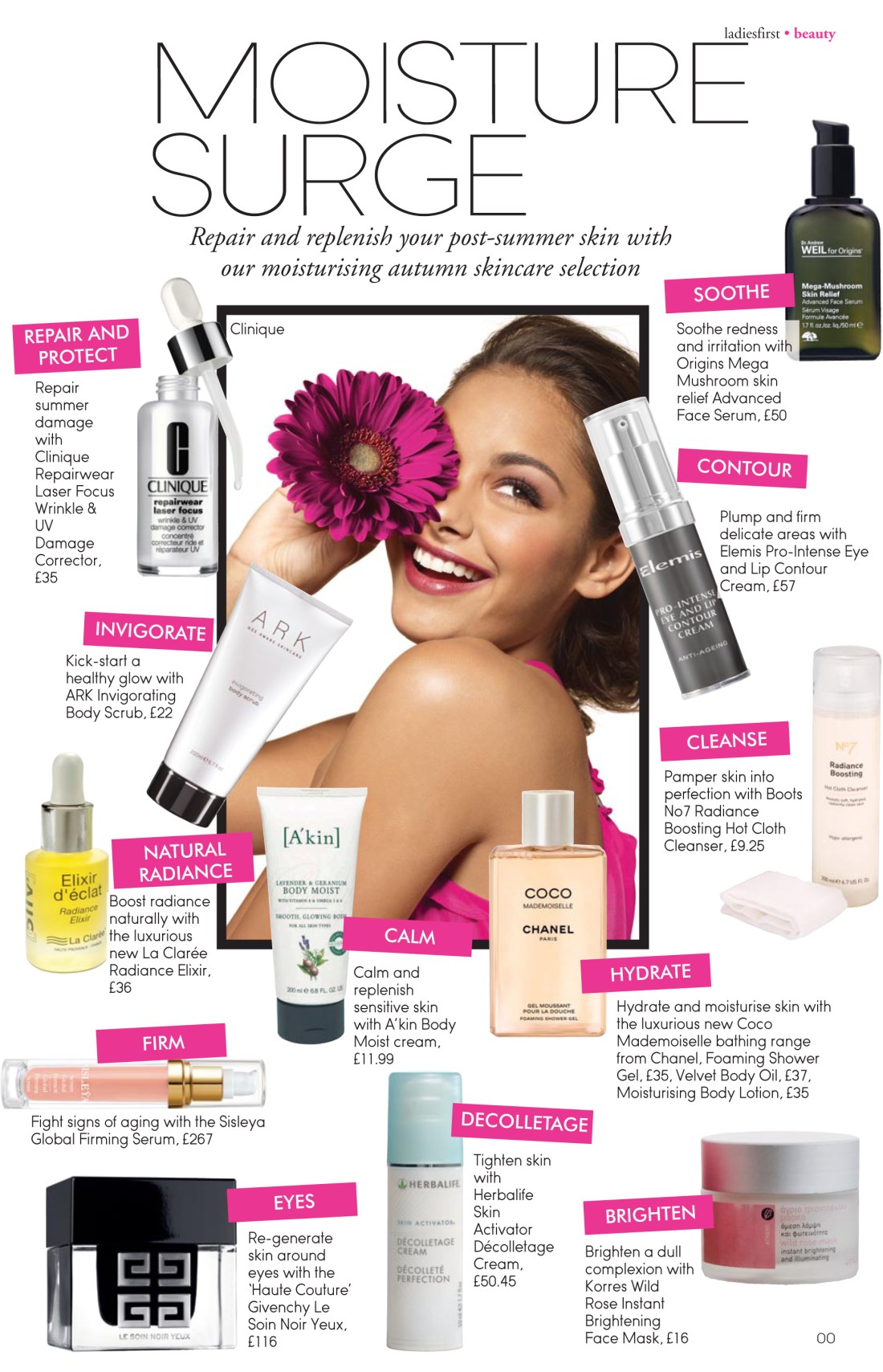 Moisture Surge post-summer skin repair feature- Ladies First Autumn 2010 issue-Amy Lewis