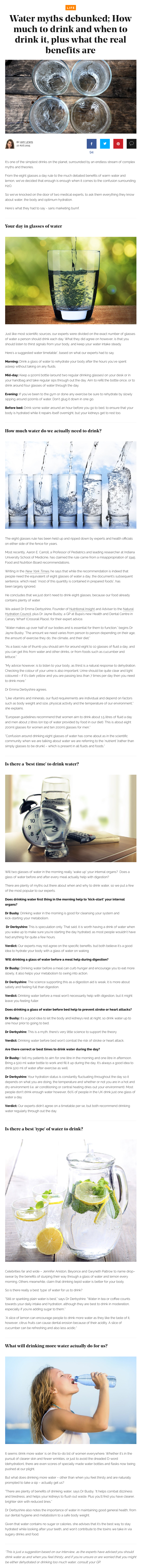 Water myths debunked; How much to drink and when to drink it, plus what the real benefits are