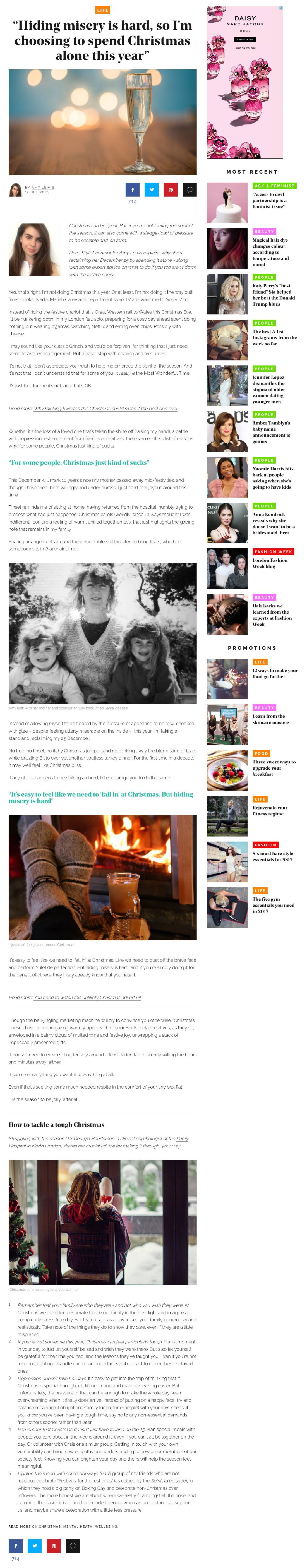 “Hiding misery is hard, so I'm choosing to spend Christmas alone this year”